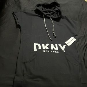 DKNY Sport Shirt dress with pocket in front and hood.